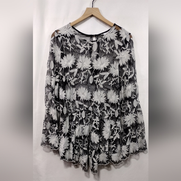 SOLD Princess Polly Indigo Skies Floral Lace Mini Dress Women's 12 Artsy Boho - Picture 2 of 11